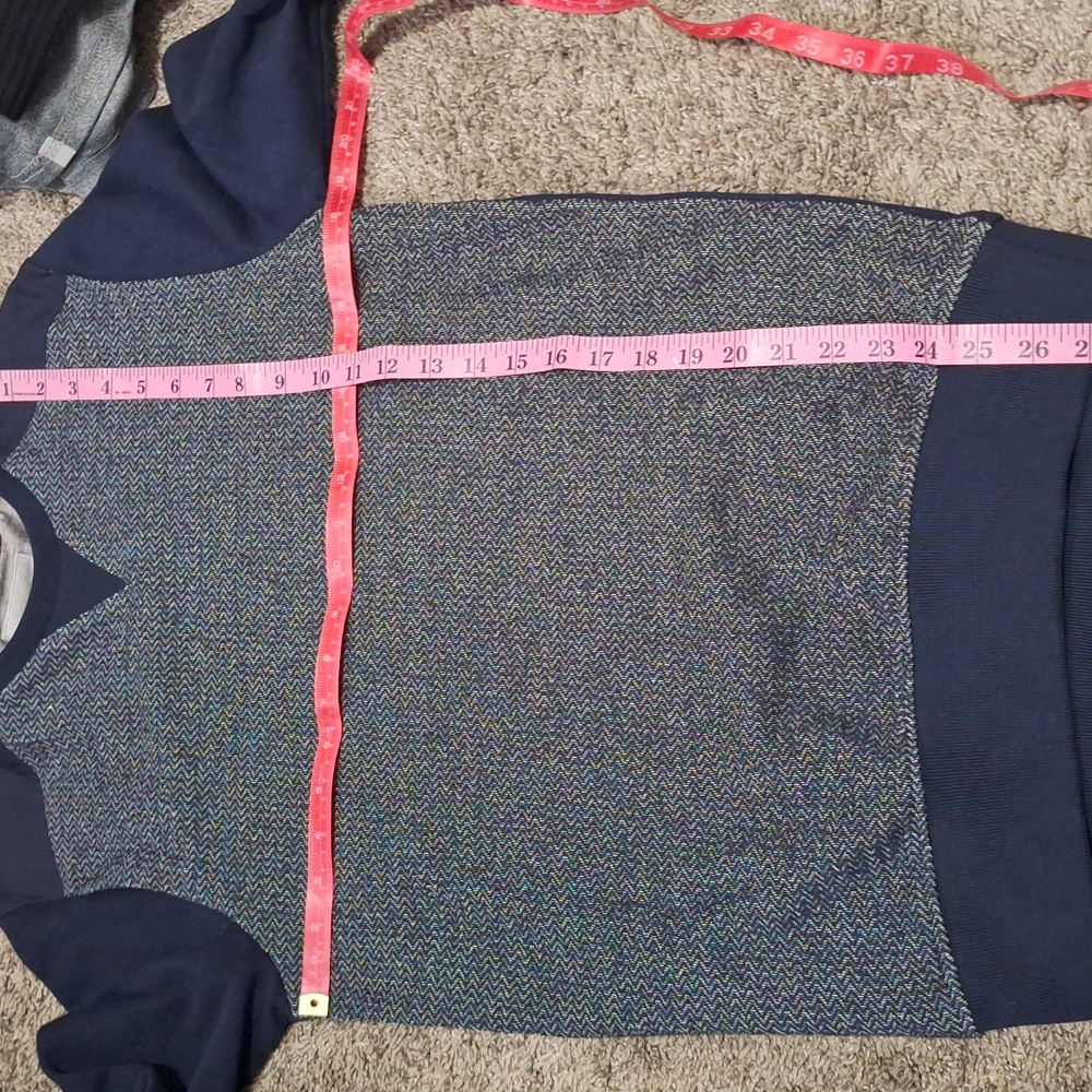 Celio Pullover Sweatshirt-Navy Blue Chevron Pattern-Cotton-S - Picture 6 of 6